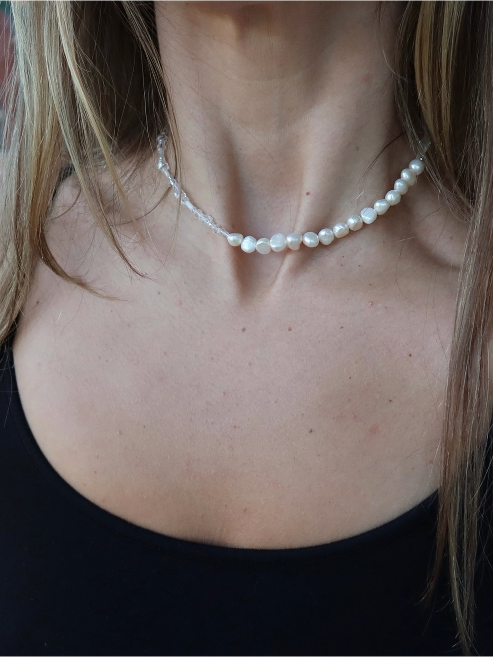 Beaded Quartz and Freshwater Pearl Necklace
